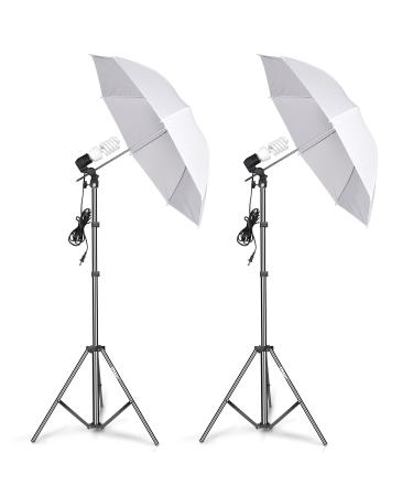 EMART Photography Umbrella Lighting Kit, 400W 5500K Photo Portrait Continuous Reflector Lights for Camera Video Studio Shooting Daylight (2 Packs)