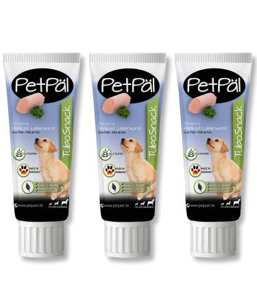 Petp l dogs liver sausage "tubosnack" - without grain salt sugar - Premium treat from the tube - tasty delicious healthy natural - ideal also for puppies - 3x 75g dogs snack made in germany liver sausage 75 g (3 pack)