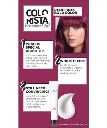 L'Or al Paris Colorista Permanent Gel Hair Dye - Vibrant Violet Shade with Long-Lasting Color and High Shine - Buy Online on SooperMarket.com