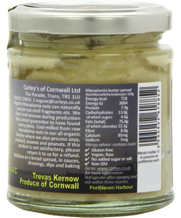 Carley's Organic Raw Macadamia Nut Butter 170g - Buy Online on SooperMarket.com