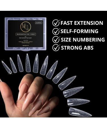 Dual Nail Forms ALMOND Extension - 12 Sizes Full Cover Molds for Poly Nail Gel | Perfect for Salon & DIY Nail Art - Buy Online on SooperMarket.com