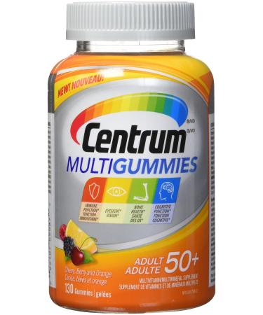 Centrum MultiGummies Adult 50 Plus Multivitamins/Minerals Gummies for Men & Women 50+ Cherry Berry and Orange Flavour 130 Gummies