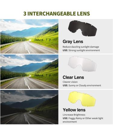 Wowlela Airsoft Tactical Glasses - Protective UV-Resistant Paintball & Shooting Glasses with 3 Interchangeable Lenses for Ski Hunt & Sports - Buy Online on SooperMarket.com