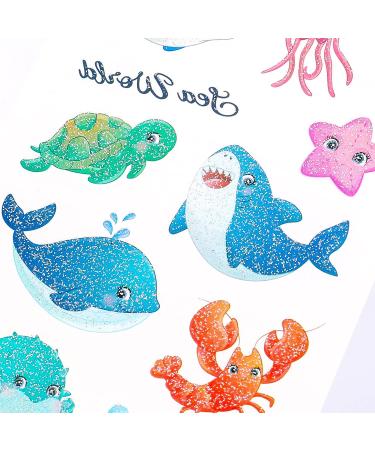 Sea Animals Temporary Glitter Tattoos - 20 Sheets for Kids Party Favors | Dolphin, Shark, Octopus, Fish Stickers - Buy Online on SooperMarket.com