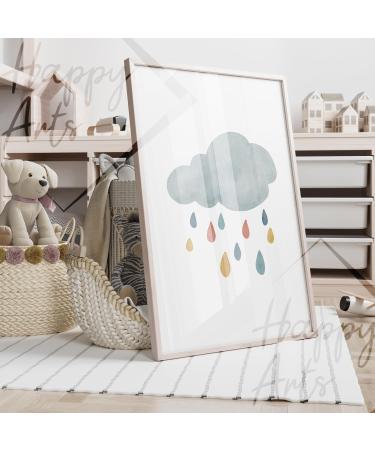 Happyarts A4 Poster Set - Hand-Painted Boho Sun Rainbow & Cloud Decor for Kids' Room | Perfect Baby Room Wall Art - Buy Online on SooperMarket.com