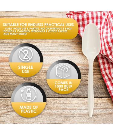 PAMI Medium Weight Disposable Plastic Teaspoons 1000-Pack - Bulk White Partyware Teaspoons for Events and Catering - Buy Online on SooperMarket.com