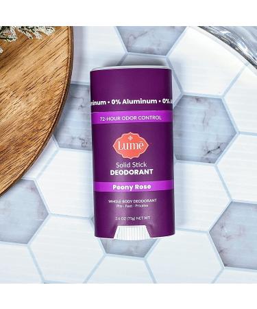 Lume Natural Solid Deodorant Stick - Aluminum-Free, Baking Soda-Free, Hypoallergenic for Sensitive Skin - 2.6oz Peony Rose - Buy Online on SooperMarket.com