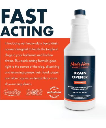 Quick-Acting Liquid Drain Opener - Dissolves Grease Hair Food & More - Safe for All Pipes - 32 oz | Non-Fuming & No Acid Odors - Buy Online on SooperMarket.com