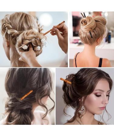 DHWEKU 2 Pieces Wooden Hair Chopsticks Bamboo Hair Chopsticks Hair Sticks for Women Wooden Hair Pins Hair Bun Sticks for Hair Bun - Buy Online on SooperMarket.com