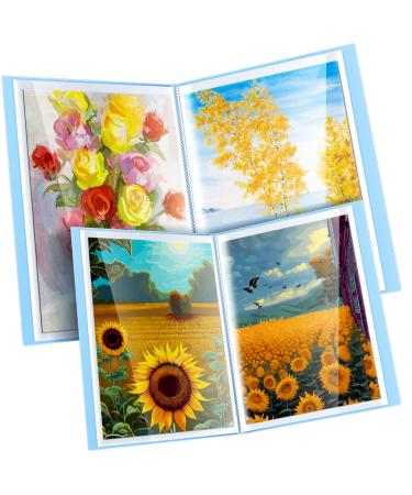 60 Pages A2 and A3 Diamond Painting Storage Book Diamond Art Portfolio Folder Artwork Art Binder Diamond Art Storage Presentation Book with Sleeves Protector, 22 x 16.4 Inch, 16.5 x 12.1 Inch, Blue