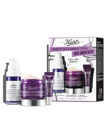 Kiehl's Seriously Correcting Skin Smoothers Skincare Gift Set 3 Piece Skincare Routine Set with Wrinkle Reducing Face Moisturizer Retinol Facial Serum & Anti-Aging Eye Cream