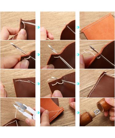 12 Pieces Leather Sewing Awl Kit with Accessories Set - Hand Stitcher Tool, Needles, Thread Spools - for Leather & Fabric - Buy Online on SooperMarket.com
