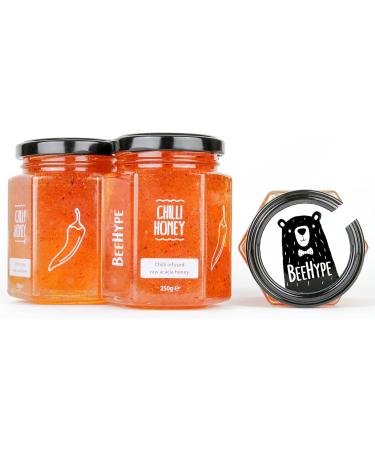 BeeHype Chilli Honey with Pepperoncino Peppers - 250g | Natural Acacia Honey, No Preservatives, No Refined Sugars | Vegetarian, Nut & Dairy-Free - Buy Online on SooperMarket.com