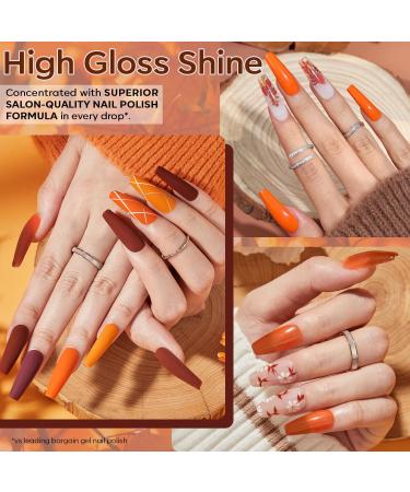 Modelones 20 Colors Gel Nail Polish Kit - Fall Pink Brown Nude Orange with Glitter | Glossy & Matte Top Base Coat for DIY Nail Art Gifts - Buy Online on SooperMarket.com