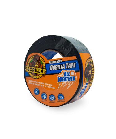 Gorilla All Weather Outdoor Waterproof Duct Tape, UV and Temperature Resistant, 1.88" x 25 yd, Black, (Pack of 1) 1 - Pack