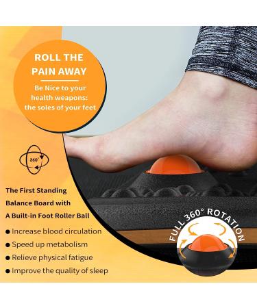 Standing Desk Mat Balance Board with Rollerball  Wooden Wobble Anti Fatigue Mat Ergonomic Design  Office Comfort Floor Mat to Relieve Foot  Knee  and Back Pain  Non-Slip Bottom A: Medium Black ( 21 Inch ) - Buy Online on SooperMarket.com