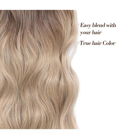 4Pcs Ombre Dirty Blonde Clip in Hair Extensions - 20Inch Full Head Curly Wavy Synthetic Hair - Buy Online on SooperMarket.com