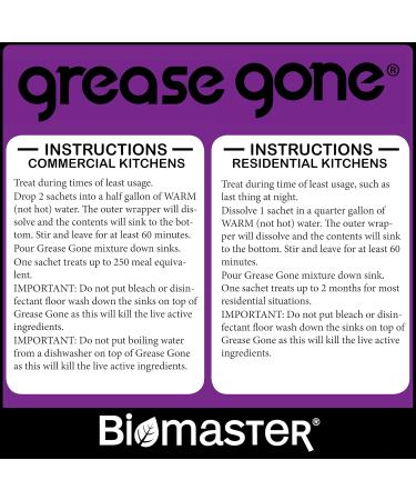 Grease Gone Grease Trap Cleaner - Dissolves Fat Oil & Grease Reduces Odors - 2 Soluble Sachets for Effective Treatment - Buy Online on SooperMarket.com