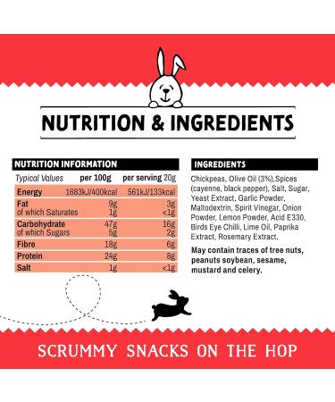Green Rabbit Gluten Free Roasted Chickpeas Sriracha & Lime 6x 60g - High Protein & Fiber, Low Fat, Sugar, Calories - Vegetarian & Vegan Friendly - Buy Online on SooperMarket.com