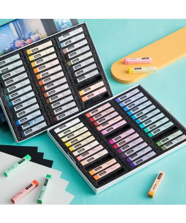 Ohuhu 72 Long Chalk Pastels Set - Soft Pastels for Artists - Includes 4 Fluorescent Colors and 6 Pastel Papers - Art Supplies for Drawing, Blending, Shading - Ideal for Adults, Kids, Beginners - Buy Online on SooperMarket.com