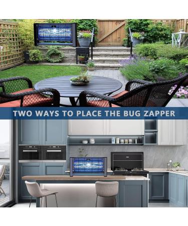 Homesuit Indoor Bug Zapper 20W Electric Mosquito Moth Wasp Insect Fly Trap Light | 3000V Powerful Bug Lamp for Home & Office | Includes 2 Replacement Bulbs - Black - Buy Online on SooperMarket.com