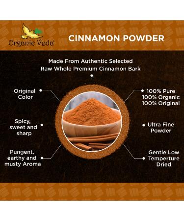 Organic Veda Cinnamon Powder - 100% Pure & Organic Ground Cinnamon Bark - 8 oz - Ideal for Cooking, Baking, Coffee & Tea - Buy Online on SooperMarket.com