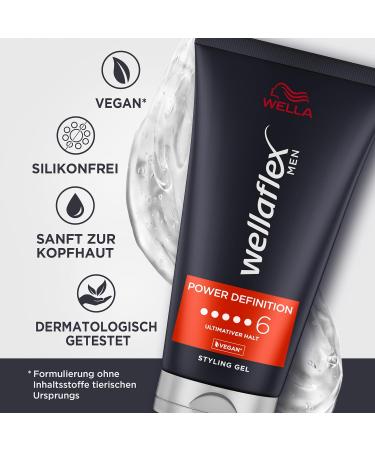 Wellaflex Men Power Definition Gel - Ultimate Vegan Styling Hair Gel | 150ml | Dermatologically Tested & Silicone-Free - Buy Online on SooperMarket.com