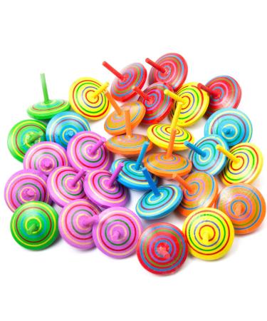 Lectorias 30 pieces of wood wooden circular for children toy scouts with 6cm toys roundabout with 6 colorful for children perfect as a children's gift party decoration leisure toys