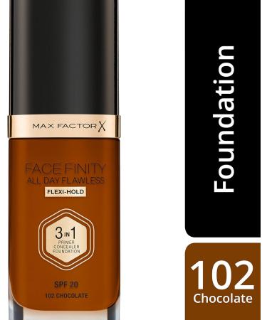 Max Factor Facefinity 3-in-1 All Day Flawless Liquid Foundation SPF 20 - 102 Chocolate 30 ml - Pack of 1 - Buy Online on SooperMarket.com