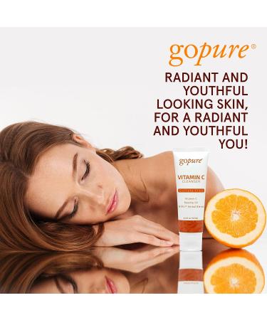 goPure Vitamin C Facial Cleanser - Acne Face Wash for All Skin Types - Visibly Brightens and Smooths Skin - Gentle Cleanser for Youthful Appearance - 4.3 oz - Buy Online on SooperMarket.com