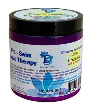 Diva Stuff Pre-Swim Aqua Therapy Chlorine Neutralizing Body Lotion  Protects Skin From Chlorine and Salt Water  8 oz - Made in the USA  Unscented Sunscreen
