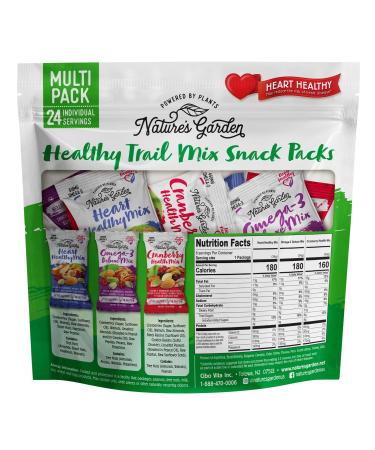 Nature's Garden Healthy Trail Mix Snack Packs - Heart Healthy Nuts, Omega-3 Rich Mix with Cranberries & Pumpkin Seeds - 28.8 Oz Bag (24 Servings) - Perfect Family Snack - Buy Online on SooperMarket.com