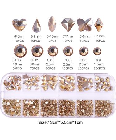 800PCS Belicey Nail Rhinestones Kit - Multi-Shape Crystals for Nail Art & DIY Crafts (Gold) - Buy Online on SooperMarket.com