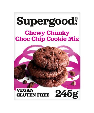 SUPERGOOD BAKERY Vegan Chocolate Cookies Baking Mixes (1 x 245g) Gluten Free Biscuit Mix Dairy Free Chocolate Cookie Dough Mix Vegan Baking Kit Makes 12 Cookies Vegan Biscuits Superfood Bakery