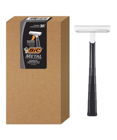 BIC Bic metal men's disposable shaving razors, single blade, 30 count (6 packs of 5 razors), 30 Count