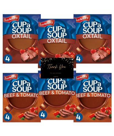 Cup A Soup Bundle with Oxtail Soup (12 Sachets) and Beef & Tomato Soup (12 Sachets) | 6 Packs / 24Sevings