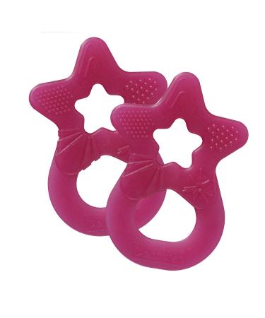 Dentistar Beißring 2 Set-Teether for Babies & toddlers from 3 months-Baby bite ring with a handle made of soft material for dental aid & massage-Made in Germany-Pink