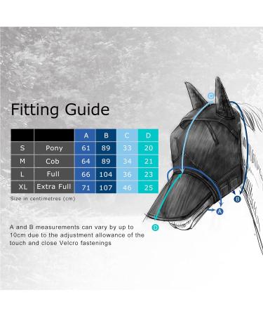 Harrison Howard Caremaster Pro Luminous Horse Fly Mask - Large Eye Space Long Nose & Ears UV Protection for Horses - Voodoo Blue | Shop Internationally - Buy Online on SooperMarket.com