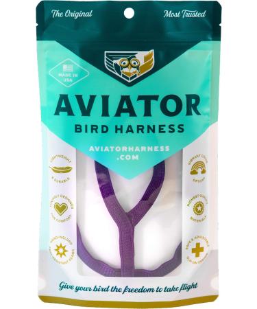 The AVIATOR Bird Harness & Leash Made in America XL Purple