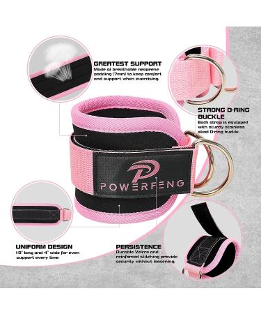 Powerfeng Ankle Strap Cable Machine - Pink Pair for Gym Glute Kickback & Leg Workout - Buy Online on SooperMarket.com