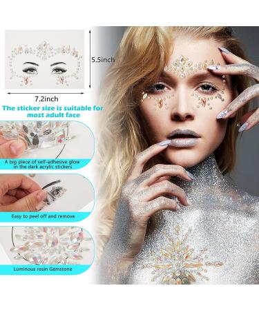 Glow in the Dark Face Jewels and Chunky Glitter Set for Halloween Makeup - 14 Sheets - Buy Online on SooperMarket.com