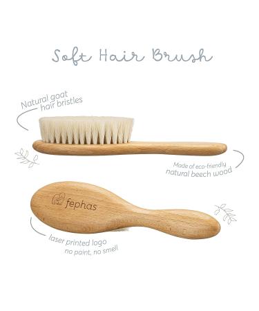 Fephas Wooden Baby Goat Hair Brush for Newborns and Toddlers | Soft Goat Hair & Silicone Brush for Cradle Cap | Great Addition to Baby Registry - Buy Online on SooperMarket.com