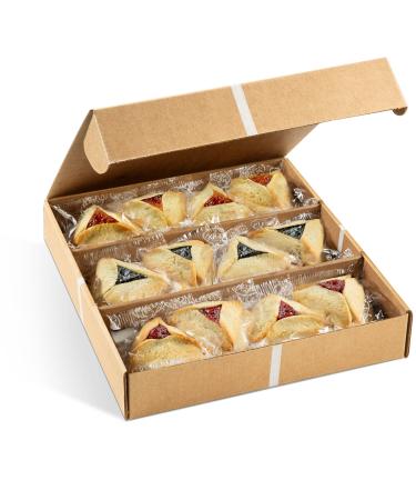 Hamentaschen Cookies Gift Basket with Raspberry, Apricot & Prune Filled Shortbread Cookies | 12 INDIVIDUALLY WRAPPED Cookies | Purim Gift Basket | Shalach Manot | Corporate, Birthday Gift, Men & Women-Sterns Bakery