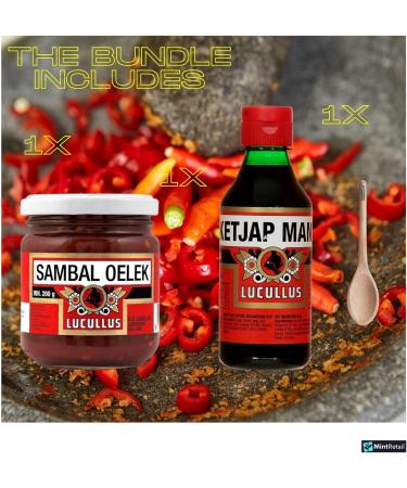 Asian Condiment Bundle with Lucullus Sambal Oelek Sambal Paste 200g & Lucullus Ketjap Manis 250ml Including Mint Retail Condiment Spoon - Buy Online on SooperMarket.com