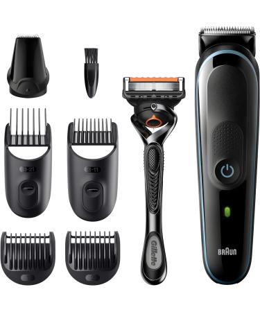 Braun 7-in-1 All-In-One Male Grooming Kit - MGK3245 Black/Blue Razor - Gifts For Men UK - 5 Attachments - Buy Online on SooperMarket.com