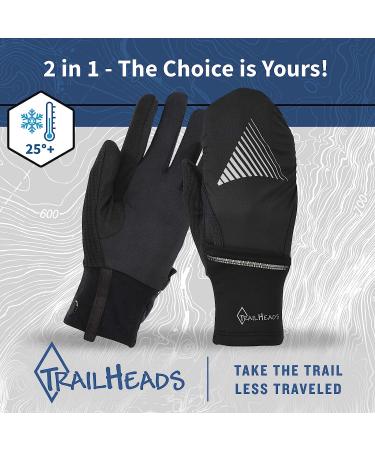 TrailHeads Women's Touchscreen Convertible Running Gloves - Black S/M - Buy Online on SooperMarket.com