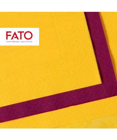 FATO Disposable Paper Napkins for Aperitifs & Cocktails - 100 Pack 24x24 cm 4-Fold Yellow FSC Certified - 100% Pure Cellulose - Buy Online on SooperMarket.com
