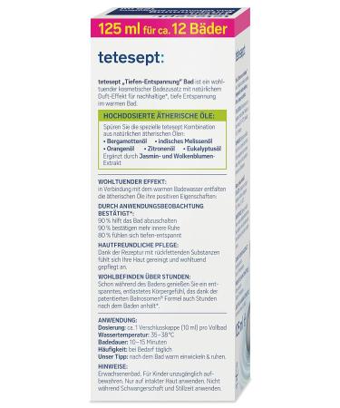 Tetesept Deep Relaxation Bath - 5 Essential Oils for Inner Calm & Well-Being - 125 ml Cosmetic Bath Additive - International Shipping Available - Buy Online on SooperMarket.com