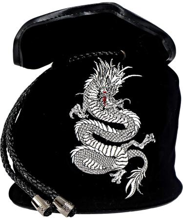 Large Dice Bag with 7 Complete Sets | Dragon DND Dice Bag & 49 Polyhedral Dice | Black Bag with Pockets - Buy Online on SooperMarket.com
