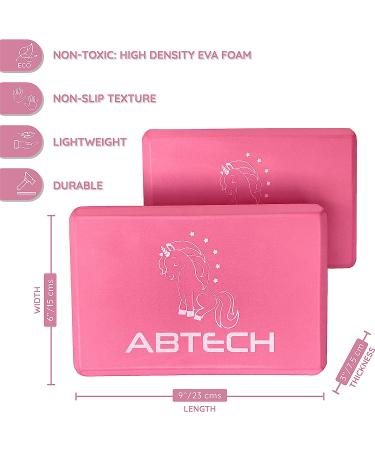 ABTECH Unicorn Yoga Starter Kit for Kids - Includes Yoga Blocks, Ball, Non-Slip Towel, Drawstring Bag - Pink Set for Girls Ages 3-12 - Buy Online on SooperMarket.com